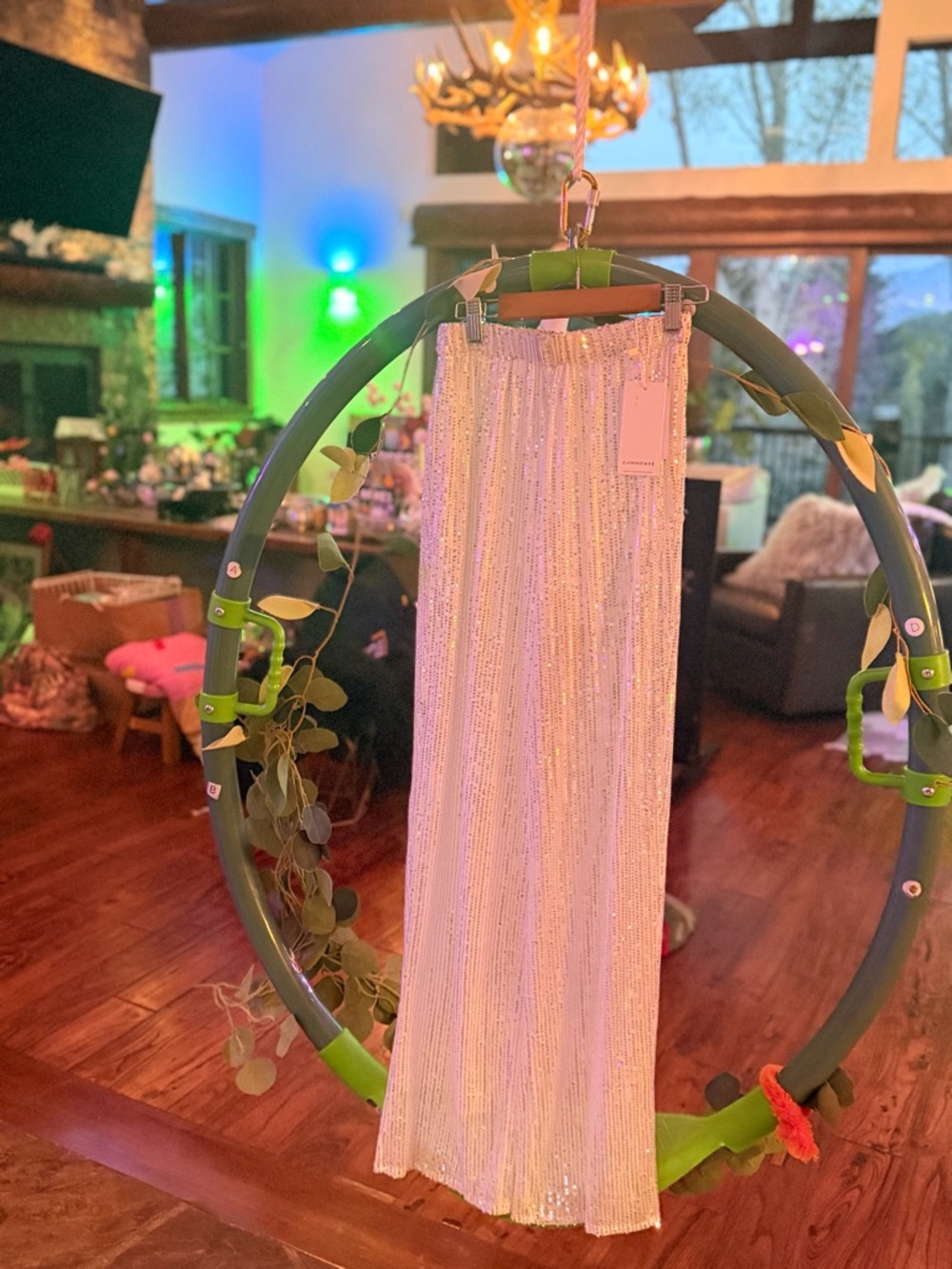 Commense Silver Sequin Wide-Leg Pants - Picture 3 of 5